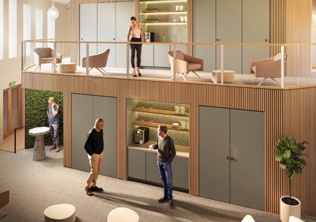 Een gedeelde open ruimte in het hart van het gebouw